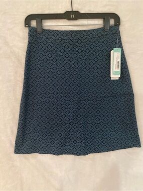 Blue Patterned A-Line Skirt